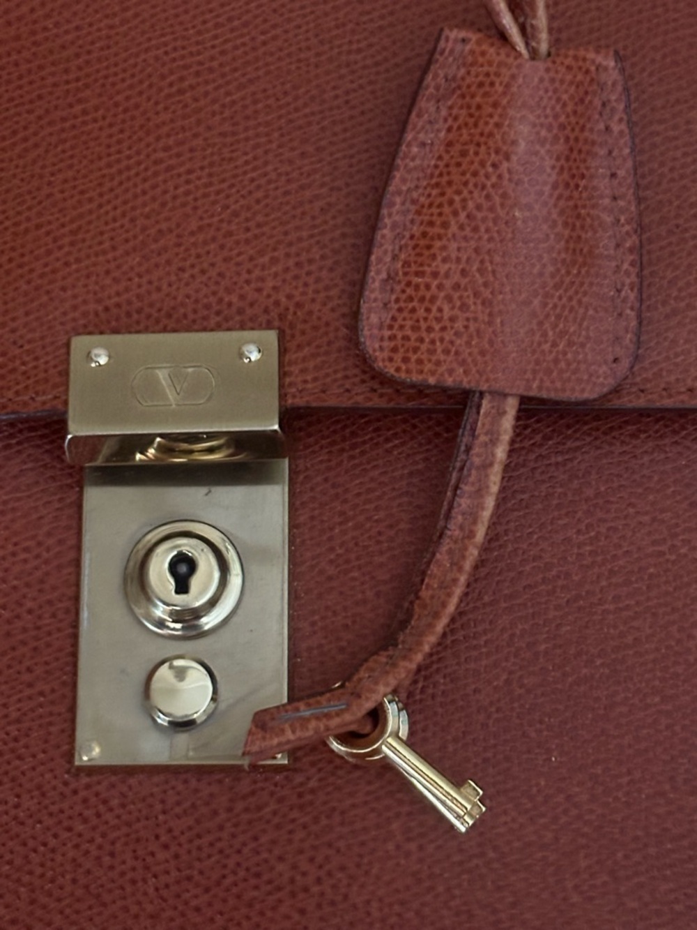 VTG Valentino Garavani Classic Brown Leather EnvelopeClutch Bag W/Gold Hardware - Picture 7 of 12